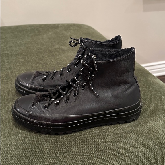 Black Leather/ fur   Converse - Picture 5 of 16